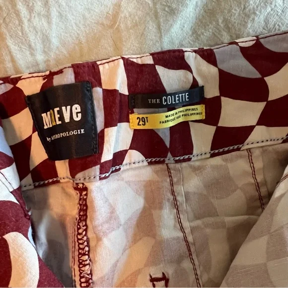 Maeve Burgundy and White Patterned Colette Pants - Picture 2 of 5